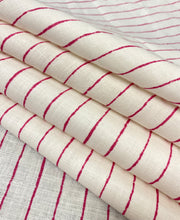 Load image into Gallery viewer, Christopher Farr Broken Stripe Hot Pink White Linen Upholstery Drapery Fabric WHS 5116