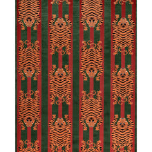 Load image into Gallery viewer, SCHUMACHER JOKHANG TIGER VELVET FABRIC 77235 / RED &amp; GREEN