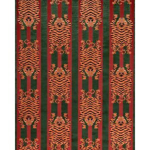 SCHUMACHER JOKHANG TIGER VELVET FABRIC 77235 / RED & GREEN