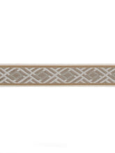 Load image into Gallery viewer, 2.5&quot; Wide Taupe Grey Mustard Brown Geometric Drapery Tape Trim
