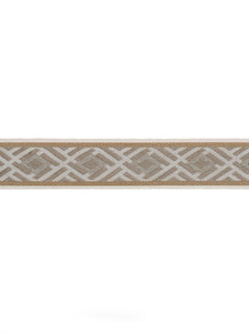 2.5" Wide Taupe Grey Mustard Brown Geometric Drapery Tape Trim