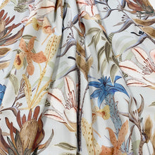 Load image into Gallery viewer, Cotton Aqua Blue Orange Brown Green Lilac Tropical Floral Upholstery Drapery Fabric