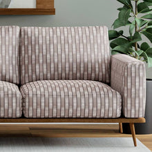 Load image into Gallery viewer, Heavy Duty Taupe Off White Charcoal Ikat Stripe Ethnic Geometric Upholstery Fabric