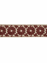 Load image into Gallery viewer, 3.5" Wide Ivory Burgundy Red Embroidered Floral Drapery Tape Trim