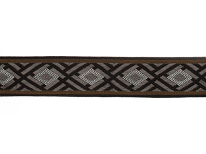 2.5" Wide Black Brown Charcoal Grey Geometric Drapery Tape Trim
