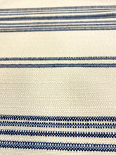 Load image into Gallery viewer, Schumacher Solana Stripe Navy Blue Cream Indoor Outdoor Upholstery Fabric STA 5015