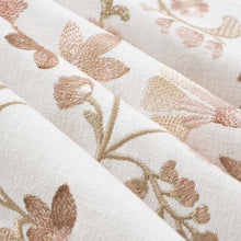 Load image into Gallery viewer, Cotton Floral Embroidered Cream Blush Pink Beige Drapery Fabric