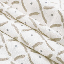 Load image into Gallery viewer, Linen Cotton Cream Taupe Blue Geometric Upholstery Drapery Fabric FB
