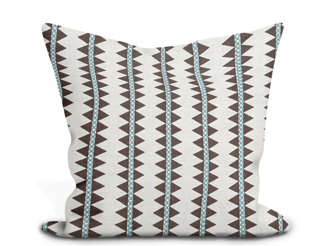 Thibaut Reno Stripe Embroidery Pillow