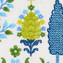 Load image into Gallery viewer, Schumacher Desna Embroidery Fabric 79821 Blue &amp; Green