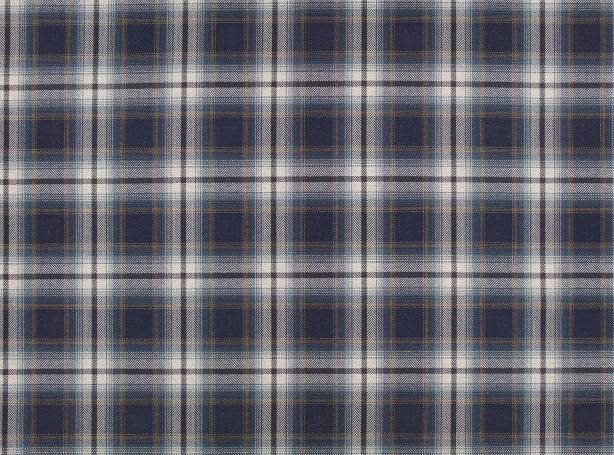 Romo Elbury Indigo Navy Blue Cream Mustard Plaid Upholstery Fabric STA 5104