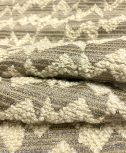 Black Edition Samar Tungsten Textured Boucle Weave Taupe Grey Cream Geometric Upholstery Fabric STA 5123