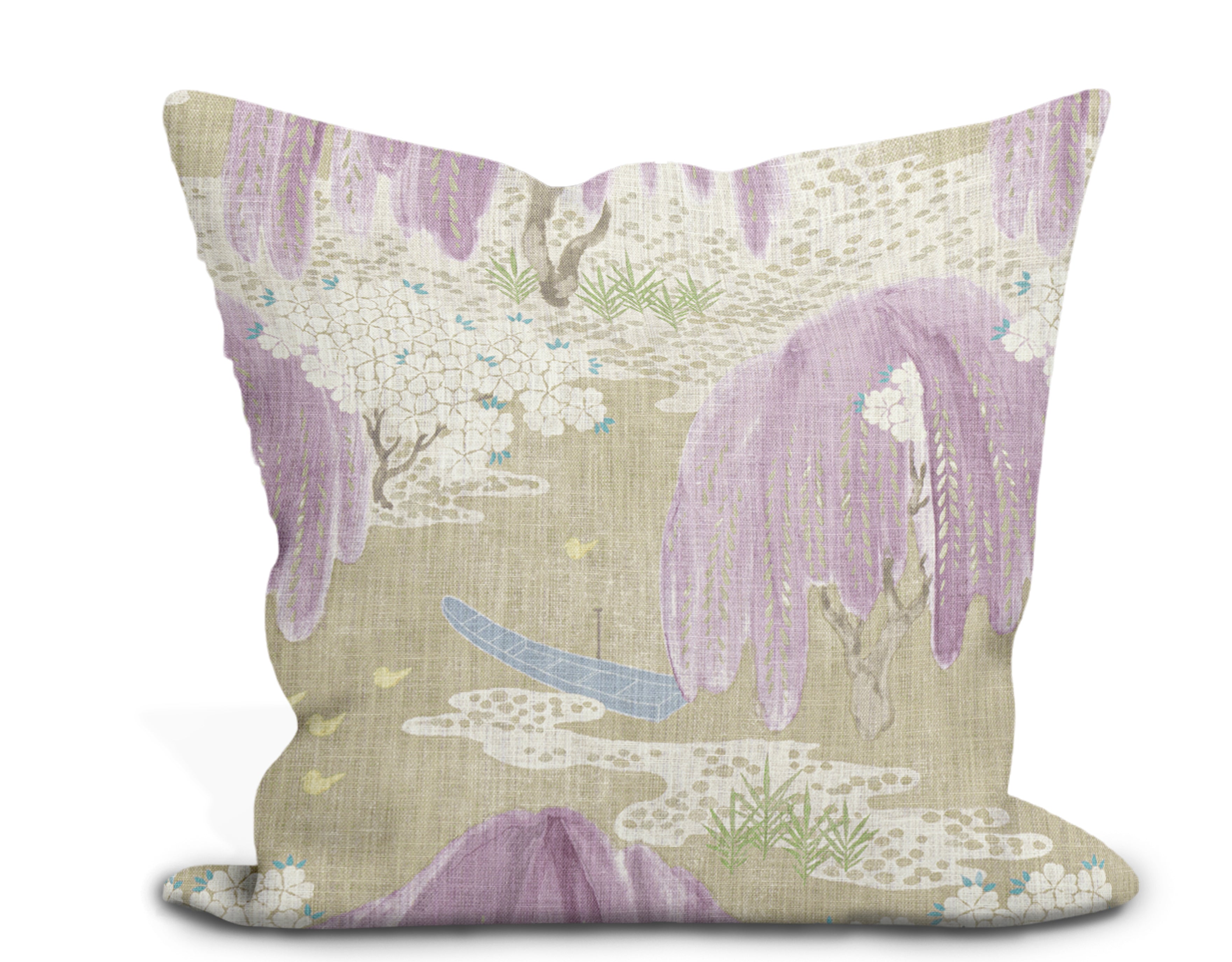 Botanical Thibaut Willow Tree Lavender Throw Pillow Cover