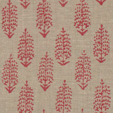 Load image into Gallery viewer, Linen Hot Pink Ecru Small Print Botanical Linen Drapery Fabric FB