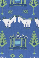 Load image into Gallery viewer, 1.4 Yard Thibaut Kingdom Parade Remnant Linen Blue Green Upholstery Drapery Fabric