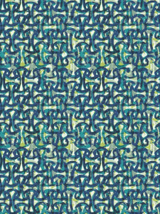Bella Dura Indoor Outdoor Island Vibes Abstract Navy Blue Teal Green Upholstery Drapery Fabric FB