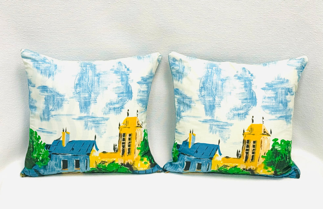 Two 17” X 17” Paris Rooftops Pillow Covers in Vinyage Cotton Fabric