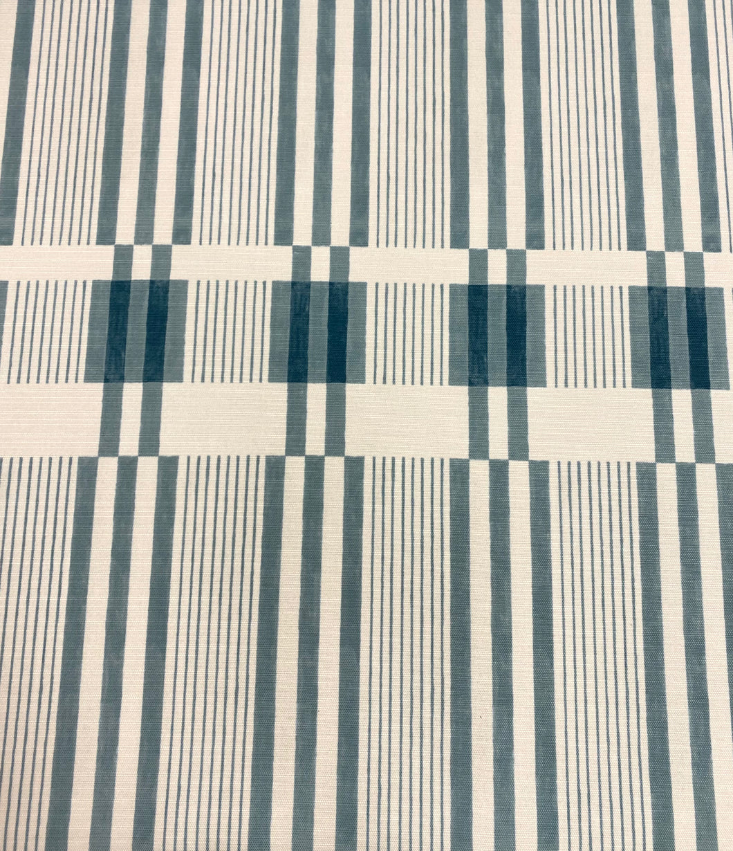 Kelly Wearstler Slate Blue Cream Bandeau  Indoor Outdoor Geom Upholstery Fabric WHS 5192
