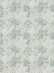 Linen Cotton Cream Taupe Seafoam Floral Drapery Fabric FB