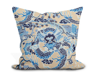 Chinoiserie Pillow / Aqua Orange 20x20 / 20x20 Cushion Cover