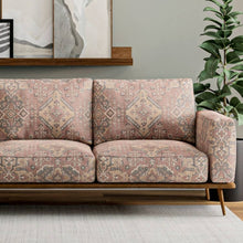 Load image into Gallery viewer, Heavy Duty Muted Red Brown Mustard Grey Ikat Ethnic Geometric Upholstery Fabric