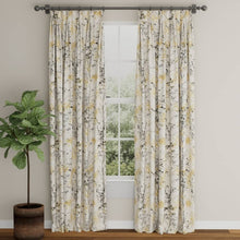 Load image into Gallery viewer, Crypton Cream Mustard Gold Charcoal Grey Floral Botanical Upholstery Fabric