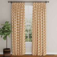 Load image into Gallery viewer, Cotton Blend Mustard Cream Medallion Geometric Upholstery Fabric