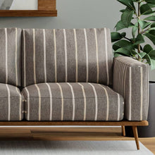 Load image into Gallery viewer, Heavy Duty Charcoal Grey Brown Stripe Ethnic Geometric Upholstery Fabric
