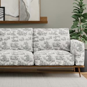 Ivory Grey French Country Toile Drapery Upholstery Fabric