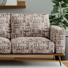 Load image into Gallery viewer, Heavy Duty Charcoal Black Brown Cream Ethnic Geometric Upholstery Fabric