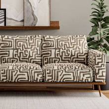 Load image into Gallery viewer, Heavy Duty Cream Mocha Brown Mudcloth Ethnic Geometric Upholstery Fabric