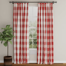 Load image into Gallery viewer, White Red Buffalo Check Plaid Upholstery Fabric