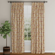 Load image into Gallery viewer, Beige Red Orange Gold Green Floral Drapery Upholstery Fabric