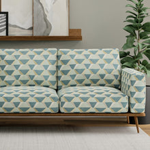 Load image into Gallery viewer, Stain Resistant Teal Aqua Beige Cream Geometric Upholstery Drapery Fabric