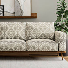 Load image into Gallery viewer, Heavy Duty Grey Taupe Cream Ikat Ethnic Geometric Upholstery Fabric