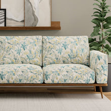 Load image into Gallery viewer, Stain Resistant Beige Teal Seafoam Floral Upholstery Drapery Fabric