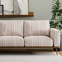 Load image into Gallery viewer, Heavy Duty Grey Taupe Cream Stripe Ethnic Geometric Upholstery Fabric