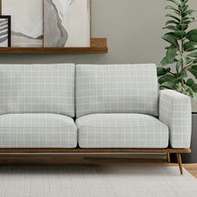 Load image into Gallery viewer, Stain Resistant Crypton Teal White Beige Check Upholstery Drapery Fabric