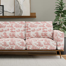 Load image into Gallery viewer, Cream Burgundy Red French Scenic Toile Drapery Upholstery Fabric