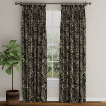 Load image into Gallery viewer, Charcoal Black Ivory Floral Upholstery Fabric