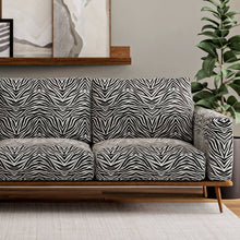 Load image into Gallery viewer, Heavy Duty Black Off White Tiger Microfiber Animal Pattern Upholstery Fabric