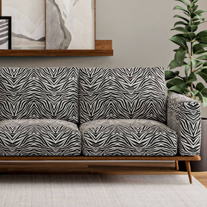 Heavy Duty Black Off White Tiger Microfiber Animal Pattern Upholstery Fabric