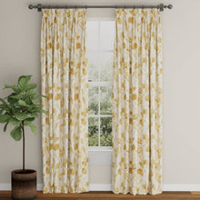 Load image into Gallery viewer, Cream Mustard Yellow Brown Floral Cotton Upholstery Fabric