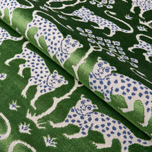 Load image into Gallery viewer, Schumacher Woodland Leopard Velvet Fabric 80084 Emerald