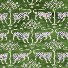 Load image into Gallery viewer, Schumacher Woodland Leopard Velvet Fabric 80084 Emerald