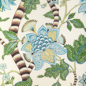 Brunschwig & Fils Cadenet Print Fabric / Aqua/Leaf
