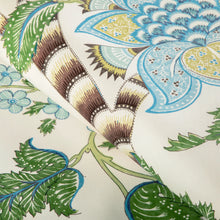 Load image into Gallery viewer, Brunschwig &amp; Fils Cadenet Print Fabric / Aqua/Leaf