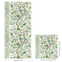 Load image into Gallery viewer, Brunschwig &amp; Fils Cadenet Print Fabric / Aqua/Leaf