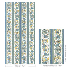 Load image into Gallery viewer, Brunschwig &amp; Fils Lauris Print Fabric / Blue/Gold