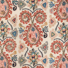Load image into Gallery viewer, Brunschwig &amp; Fils Lavali Emb Fabric / Coral/Sky